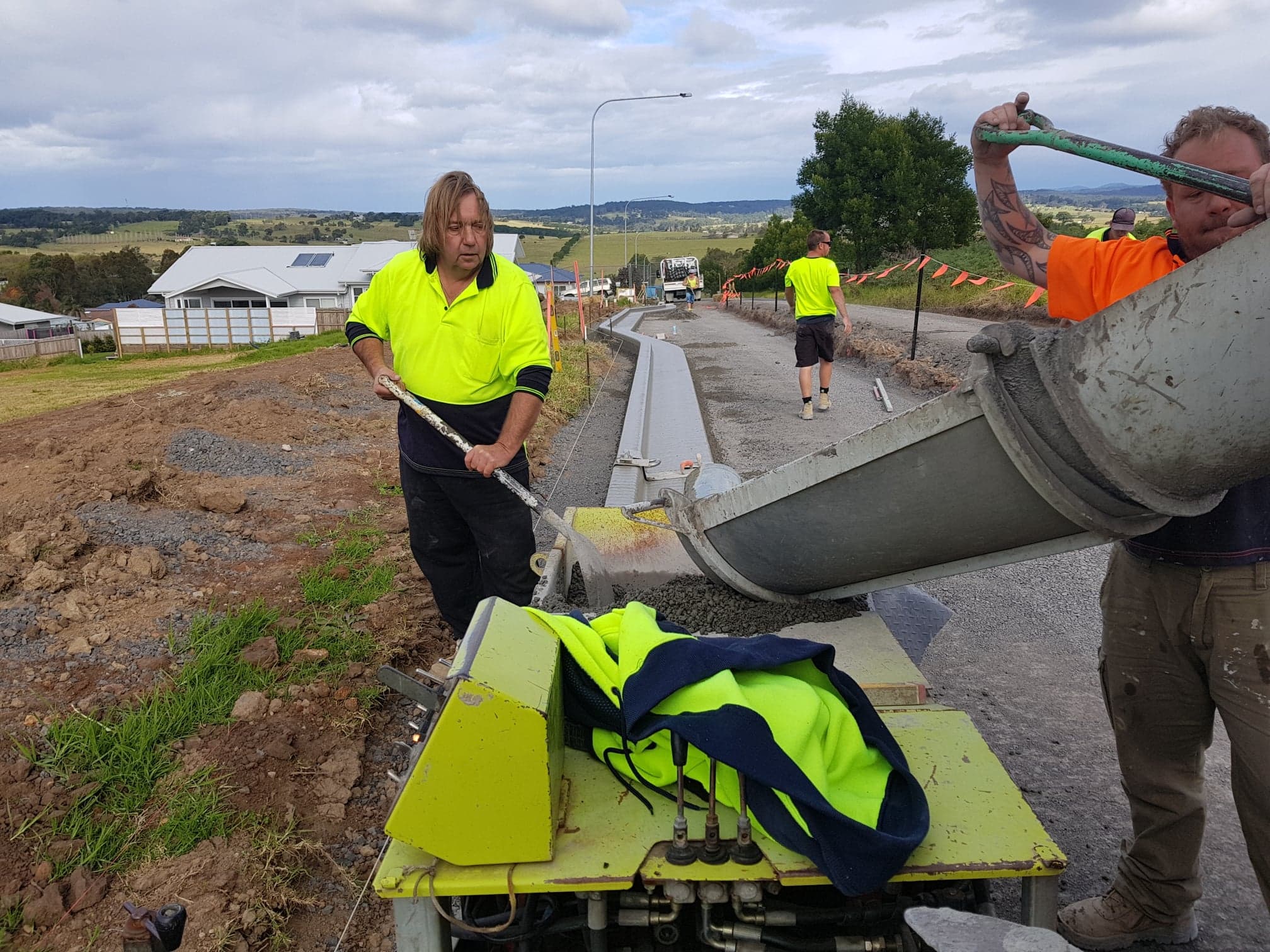 Kerbing being formed